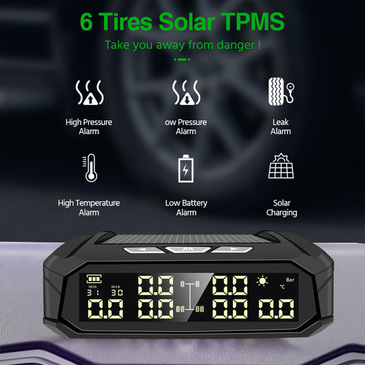 Solar External Tire Pressure Monitor 6 Tire Vans RV Trucks