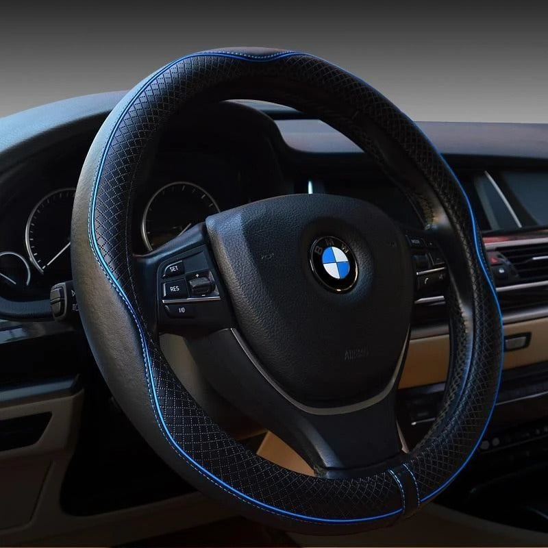 Leather steering wheel cover