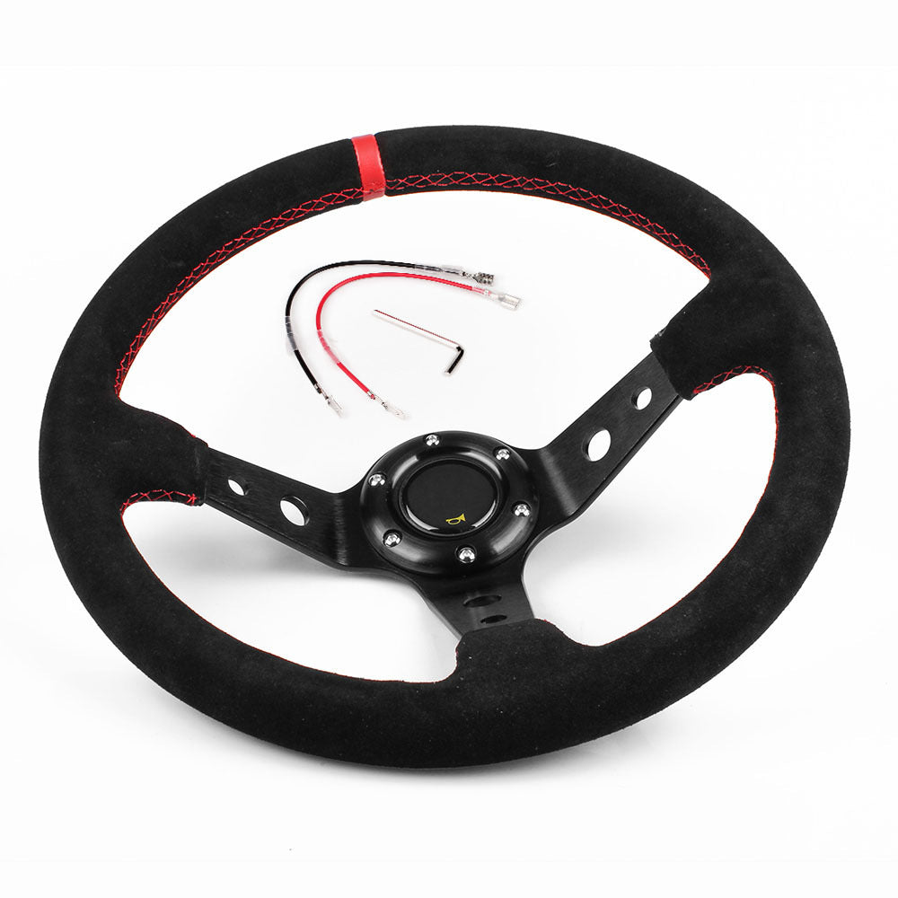 Car Modification Parts Racing Steering Wheel Suede Sports Steering Wheel 14 Inches 35cm