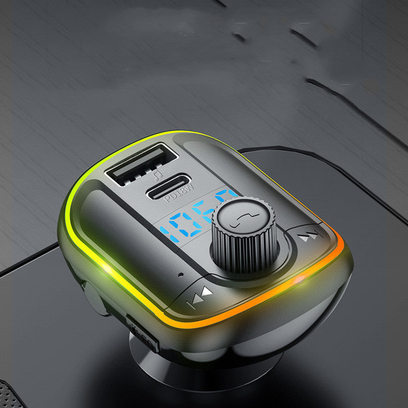 Bluetooth FM Transmitter, Bluetooth Player, Colorful Atmosphere Light, Voice Assistant