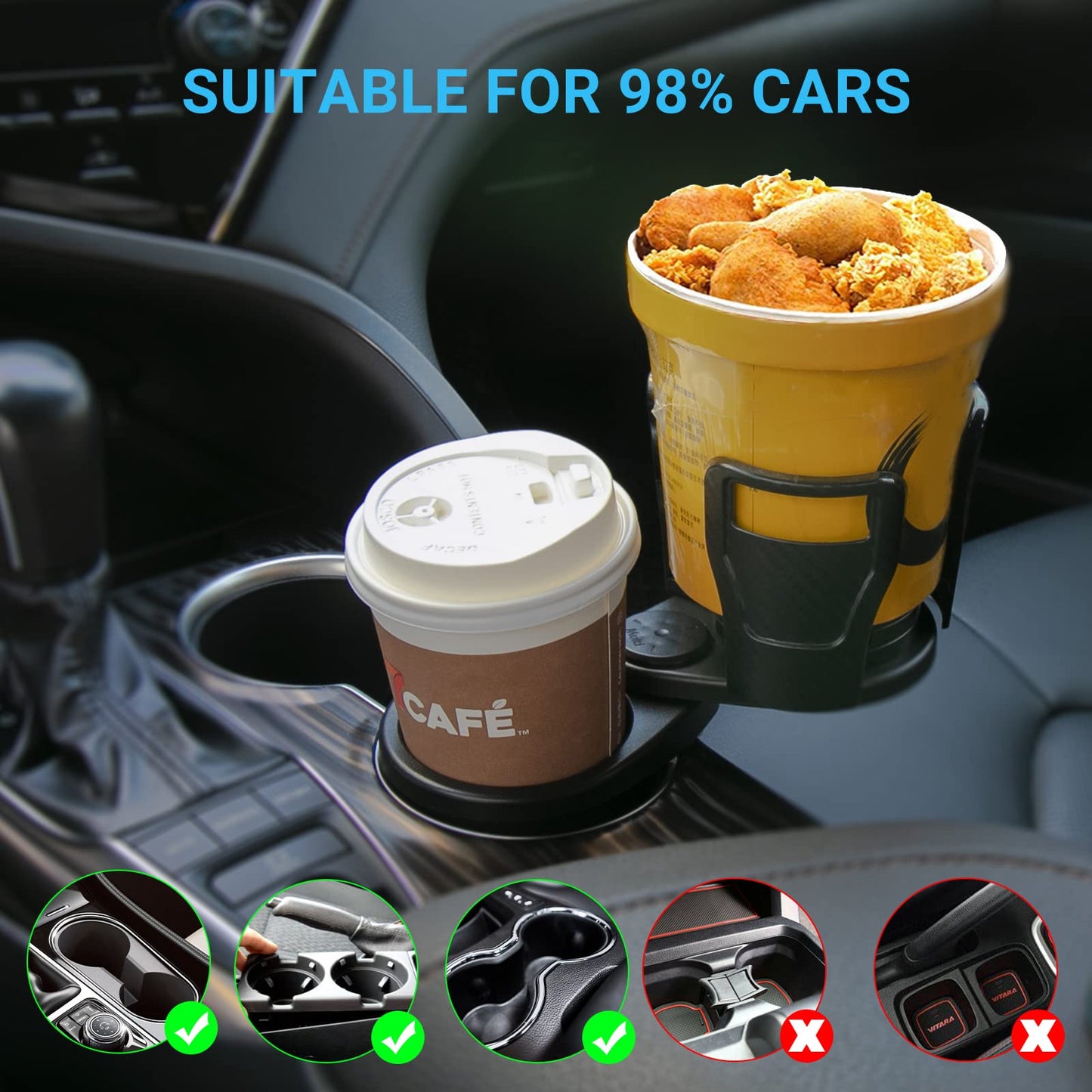 Car Drinking Bottle Holder 360 Degrees Rotatable Water Cup Holder Sunglasses Phone Organizer Storage Car Interior Accessories