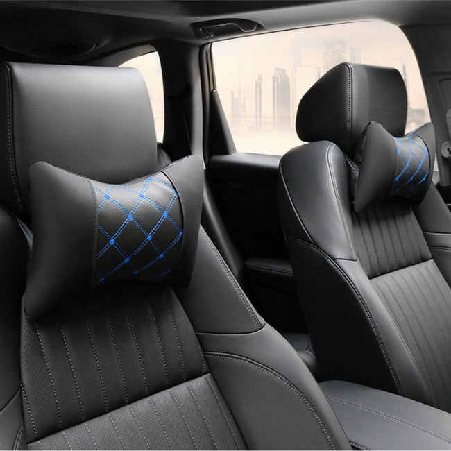 Leather Quilted Car Headrest To Protect Cervical Neck Neck Pillow